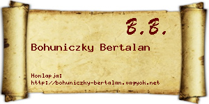 Bohuniczky Bertalan névjegykártya